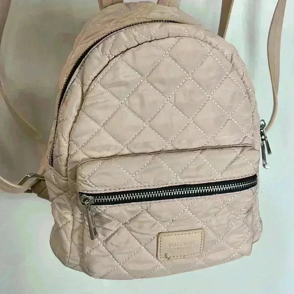 Pull & Bear Mini Back Pack Blush Pink Purse Bag Money Keys Wallet Cards Organize - Picture 2 of 9